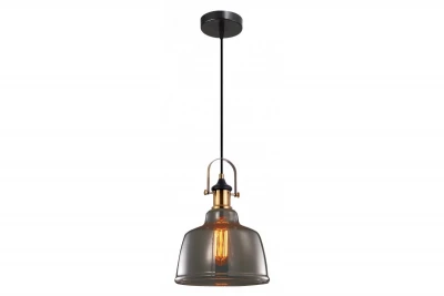 Decor Muscari II black pendant lamp with smoked glass in metallic finish and brass lamp holder 3688