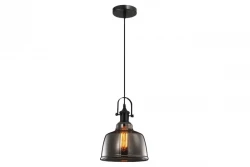 Lámpara colgante decorativa Muscari II negra con pantalla de cristal ahumado de color en diseño metálico y portalámparas negro 3862