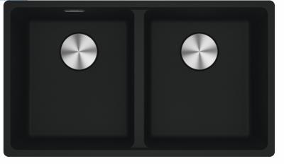 Franke Maris MRG120-35-35 Fragranite Matte black double undermount sink