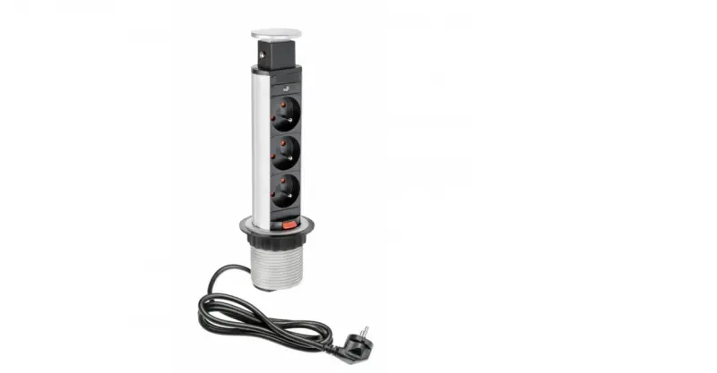 Multienchufe de cocina Indux Up & Down pequeño encastrado con toma de tierra tipo E para encimera con 3 tomas 1208957841