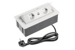 Indux Flip Enchufe de cocina mediano con toma de tierra en la encimera o armario superior, blanco, con 2 enchufes y cargadores USB A+C 1208957847