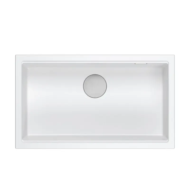 Fregadero grande y profundo Quadri Newport II sobre encimera y bajo encimera de granito  blanco 76x45 1208957854