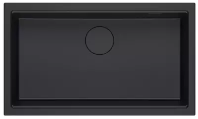 Quadri Newport II black granite inset and undermount sink with manual siphon 76x45cm 1208957855