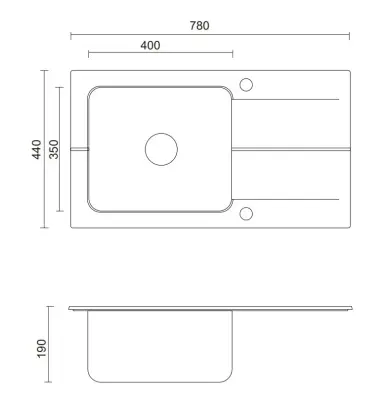 Fregadero para montaje sobre encimera Quadri Fusion de acero inoxidable con escurridor de granito ónix 78x44 reversible 1208957871