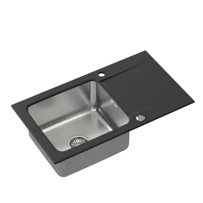 Fregadero para montaje sobre encimera Quadri Fusion de acero inoxidable con escurridor de granito ónix 78x44 reversible 1208957871