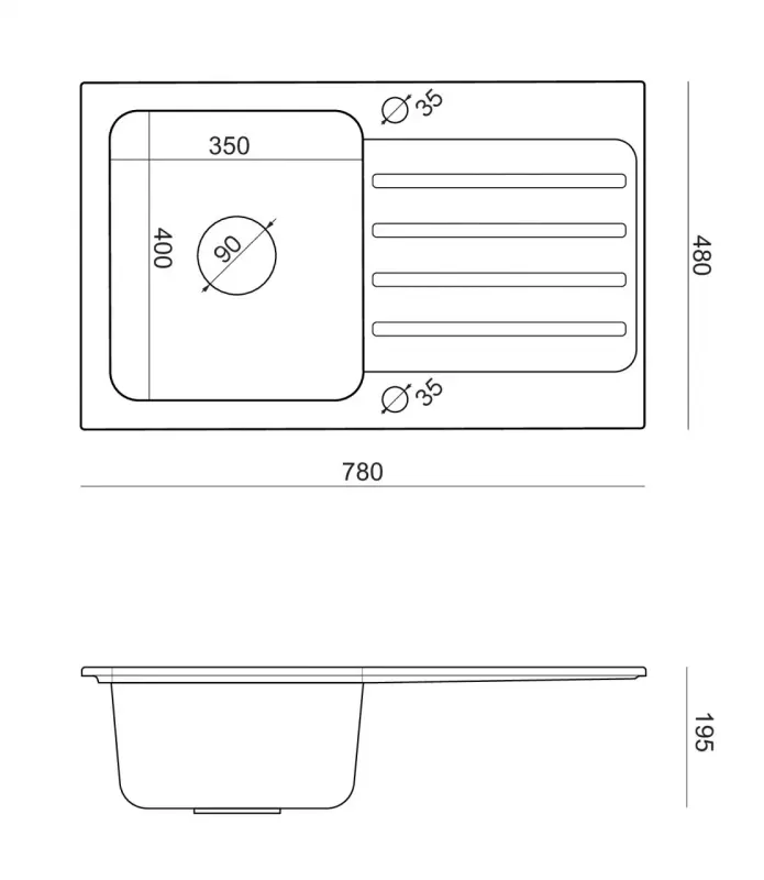 Fregadero para montaje sobre encimera Quadri Fusion de acero inoxidable con escurridor de granito bluestone plateado 78x48 reversible 1208957877