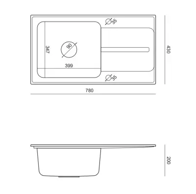 Quadri Fusion inset stainless steel sink with black-dotted granite drainer 78x43 reversible 1208957879