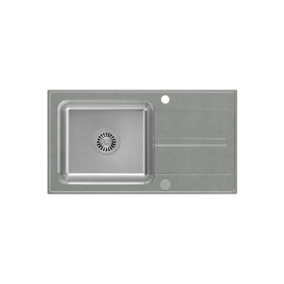 Quadri Fusion inset stainless steel sink with silver granite drainer 78x43 reversible 1208957880