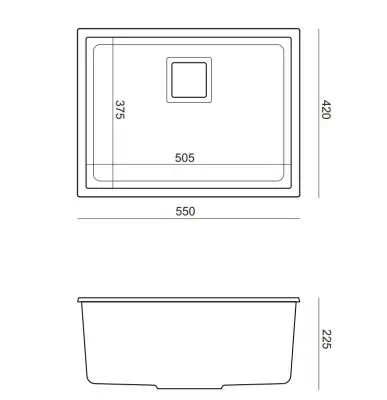 Quadri Quadrangle white undermount granite sink 55x42cm with stainless steel plug 1208957884