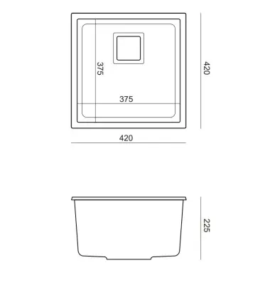 Quadri Quadrangle white undermount granite sink 42x42cm with stainless steel plug 1208957886