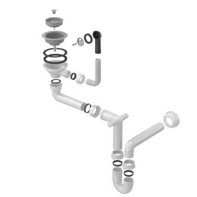 Quadri drain set sink with 1-bowl siphon silver 1208957900