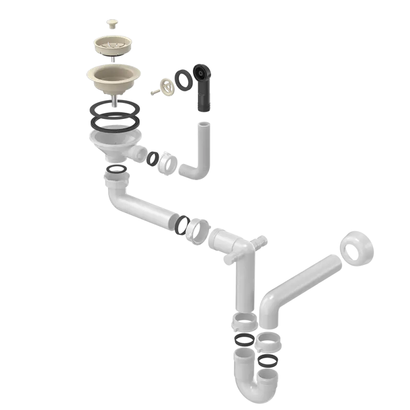 Juego de desagüe Quadri beige arena para fregadero con rebosadero 1208957901