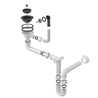 Quadri drain set sink with 2-bowl siphon color black 1208957902