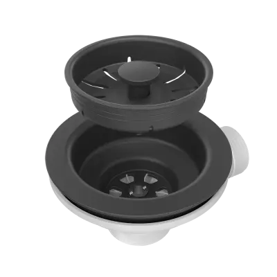 Quadri drain set sink with 2-bowl siphon color black 1208957902