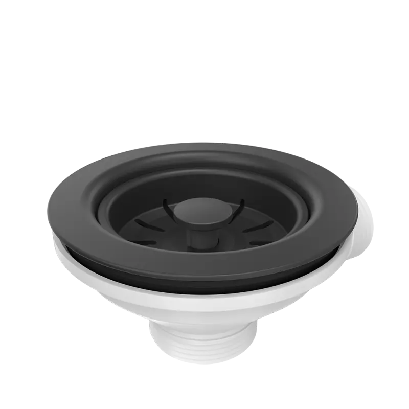 Juego de desagüe Quadri negro doble  con rebosadero para fregadero 1208957902