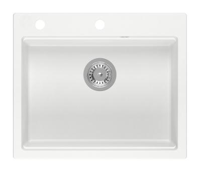 Quadri Durham white granite built-in sink 595x500 with soap dispenser, cutting board, roll mat, insert sink, and roll mat 1208957903