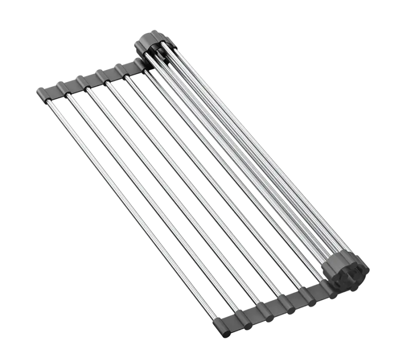 Quadri Durham fregadero de granito blanco empotrado de 595x500 con dispensador de jabón, tabla de cortar, alfombra enrollable, fregadero insertado y alfombra enrollable 1208957903