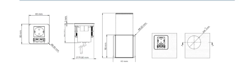 Multienchufe Indux Flip empotrable negro mate con 2xUSB A, toma de tierra tipo E, 1xRJ45 y toma HDMI negro 1208957915