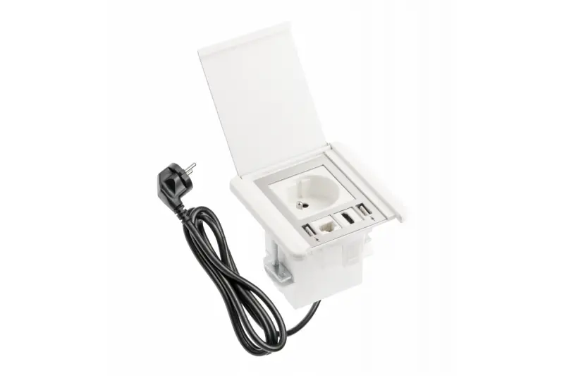 Multienchufe Indux Flip empotrable blanco mate con 2xUSB A,  toma de tierra tipo E 1xRJ45 y conexión HDMI 1208957916