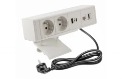 Multienchufe ( de 2 tomas) Indux Desk sobremesa o encimera blanco mate con toma de tierra tipo E, 1xUSB A, 1xUSB C, 1xRJ45 y 1xHDMI 1208957921