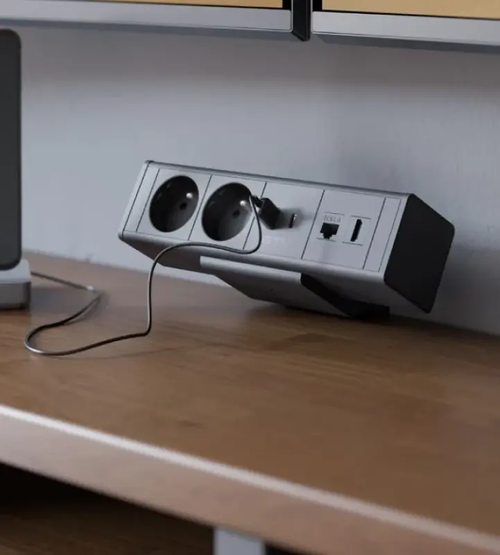 Multienchufe Indux Desk sobremesa o encimera negro mate ( con 2 tomas) con toma de tierra tipo F, 1xUSB A, 1xUSB C, 1xRJ45 y 1xHDMI 1208957922