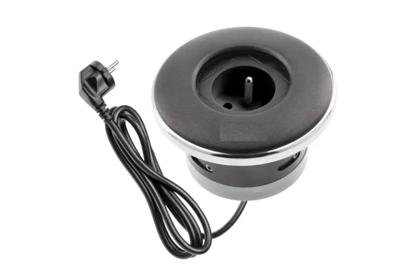 Enchufe empotrable Indux negro mate con cierre Tapa y toma de tierra tipo E 1208957924