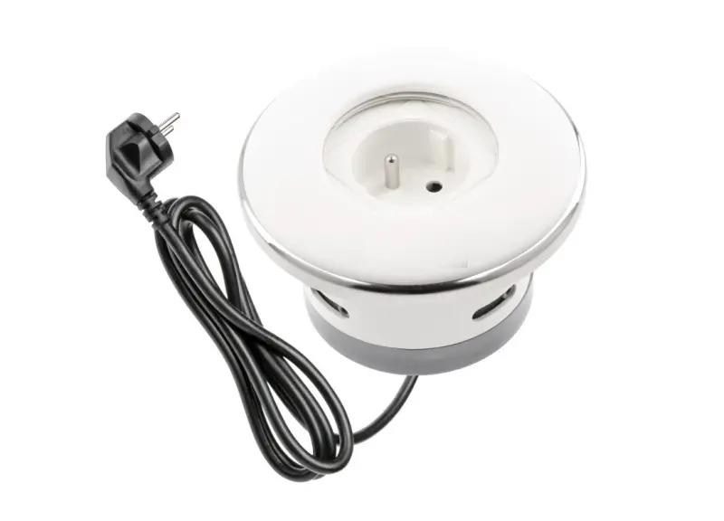 Enchufe Indux con tapa empotrable blanco mate y toma de tierra tipo E 1208957925