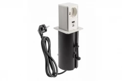 Enchufe Indux Push extensible blanco con toma de tierra tipo E, con 1xUSB A y 1xUSB C y tapa de acero inoxidable 1208957929