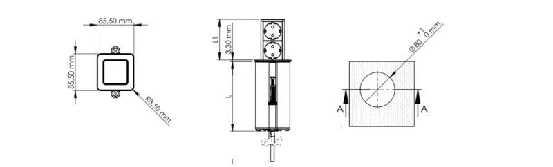 Enchufe Indux Push extensible blanco con toma de tierra tipo E, con 1xUSB A y 1xUSB C y tapa de acero inoxidable 1208957929