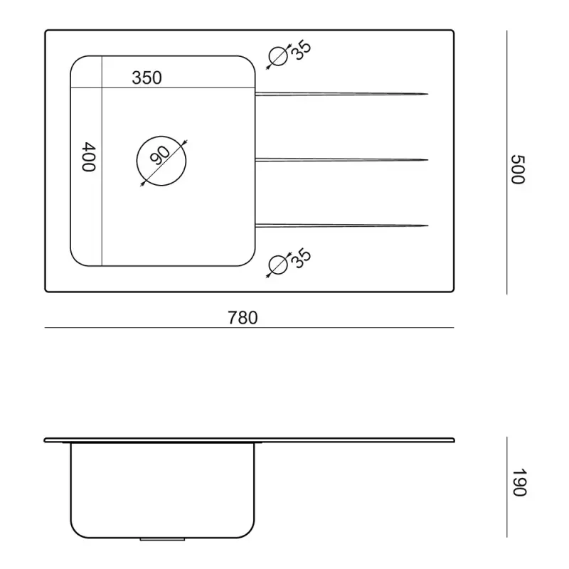 Fregadero para montaje sobre encimera Quadri Glazz de acero inoxidable con escurridor de cristal negro 78x50 reversible 1208957934