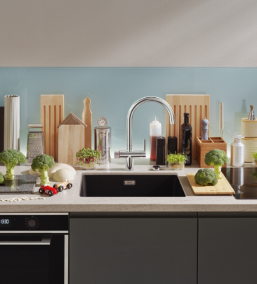 Franke Maris Water Hub 4L Boiler 3-in-1 with Twist Mechanical Boiling Water Tap Chrome with Water Hub Mixer Set 1208957940