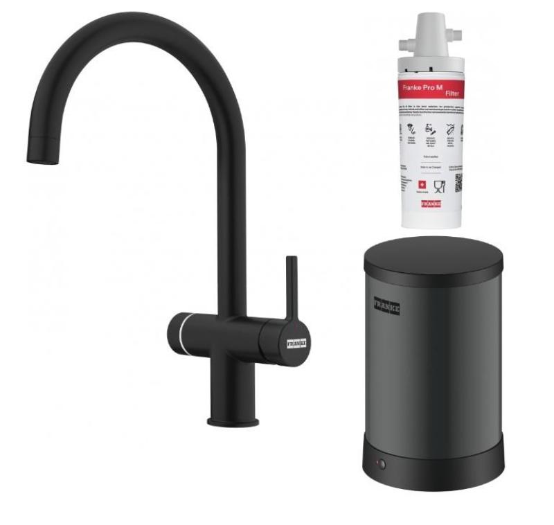 Franke Maris Water Hub caldera de 4L 3-en-1 con grifo de agua hirviendo electrónico táctil en negro mate con conjunto mezclador de waterhub 1208957949