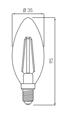Decor Lumiere oval LED lamp E14 Filament warm white 2700K Smoke glass 35mm
