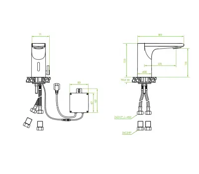 Aquadesign Sensor basin tap battery operated or mains powered black 1208958192