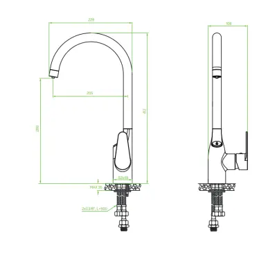Aquadesign Filter kitchen faucet chrome with filtered water system 3-way 1208958194