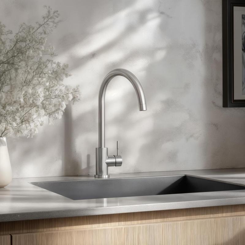 Grifo de cocina Ausmann Inox Round de caño giratorio totalmente de acero inoxidable 1208958308