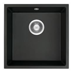 Fregadero GraniteMy Universal de granito negro 40x40 cm negro sobre encimera, bajo encimera y enrasado con tapón de acero inoxidable 1208958318