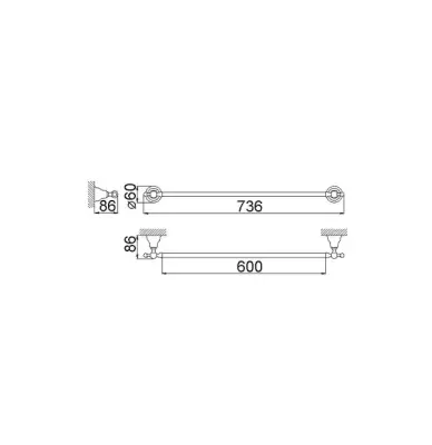 Huber Croisette Classic Towel Holder 60cm Stainless Steel 4014.01H.AC