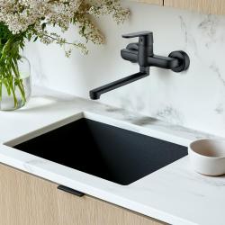 Aquatrimo Chopin grifo de cocina de pared monomando negro mate con caño de 297mm 21CP8469SW