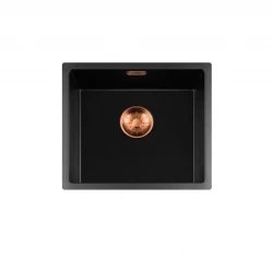 Fregadero Lorreine serie BQ 44x41cm bajo encimera negro con tapón color cobre 40BQ37-FU-COPPER