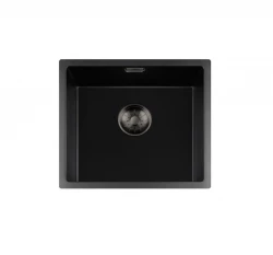 Fregadero Lorreine serie BQ 44x41cm bajo encimera negro con tapón gris plomo 40BQ37-FU-GUNMETAL