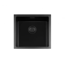 Fregadero Lorreine serie BQ 45x45cm sobre-encimera negro con tapón negro 40BQ-T