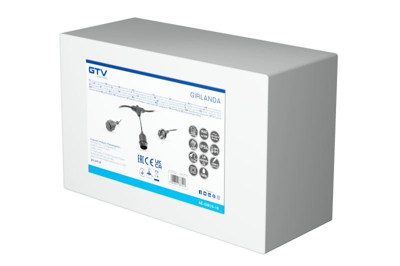 Decor Guirnalda de jardín 10m AC220-240V 50-60Hz 10xE27 2x0 75mm 1208958646