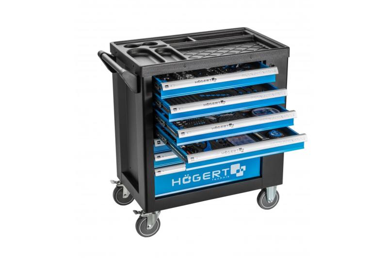 Hoegert Gabinete de herramientas de 7 cajones con una puerta lateral con accesorios 544 piezas. 1208962010