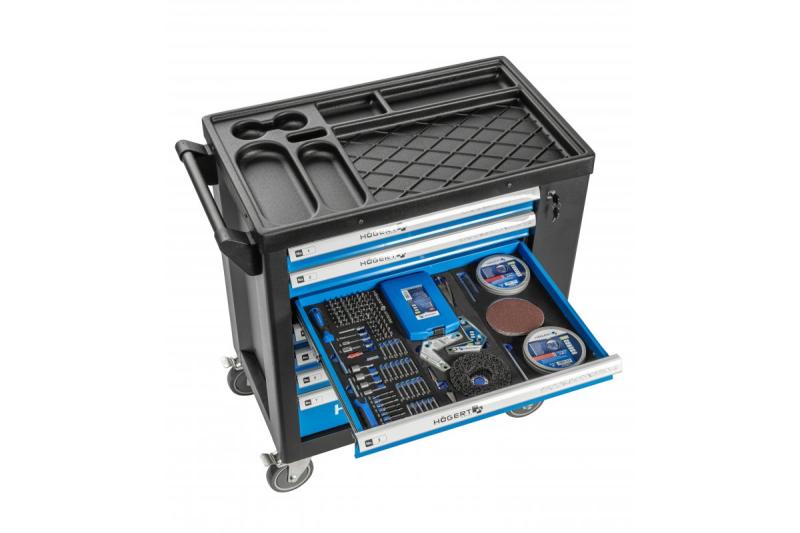 Hoegert Gabinete de herramientas de 7 cajones con una puerta lateral con accesorios 544 piezas. 1208962010