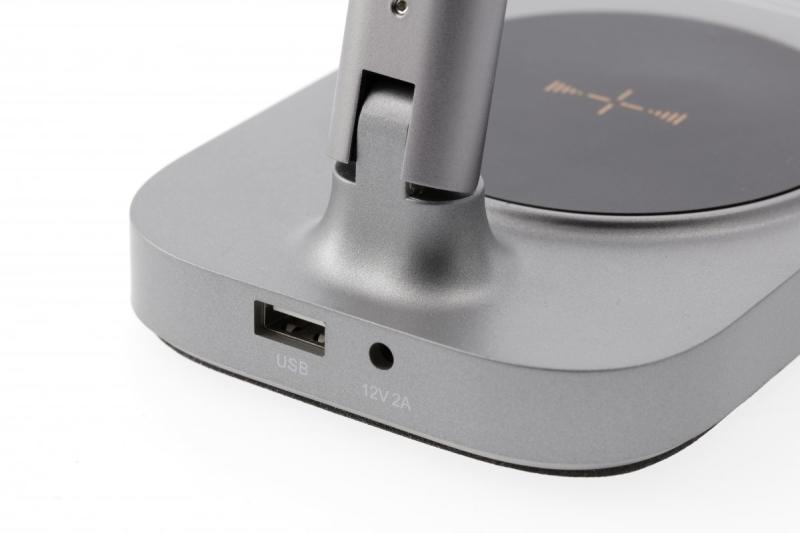 Decor Lámpara de escritorio Bressi 8W 450lm AC220-240V 3-CCT Carga inalámbrica USB PF>0 5 RA>80 Gris 1208962480