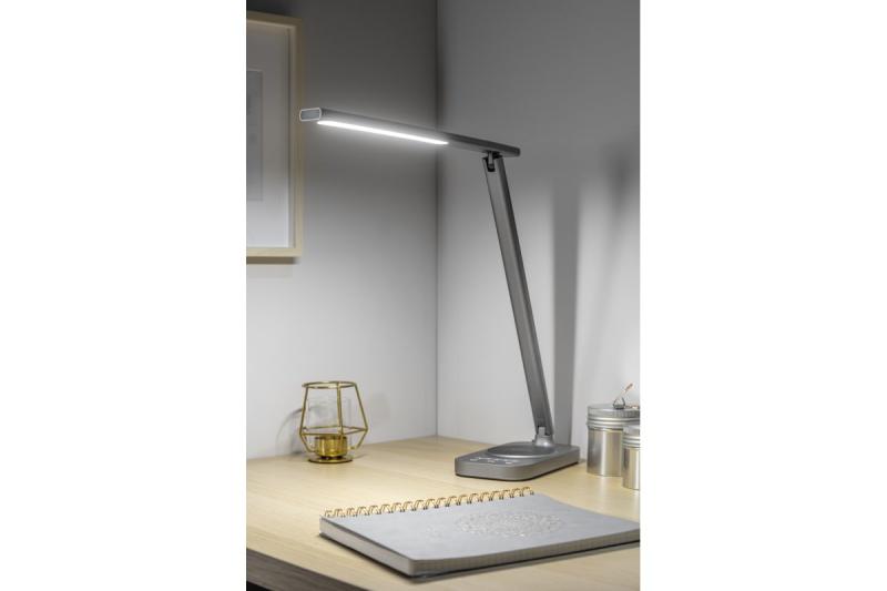 Decor Lámpara de escritorio Bressi 8W 450lm AC220-240V 3-CCT Carga inalámbrica USB PF>0 5 RA>80 Gris 1208962480