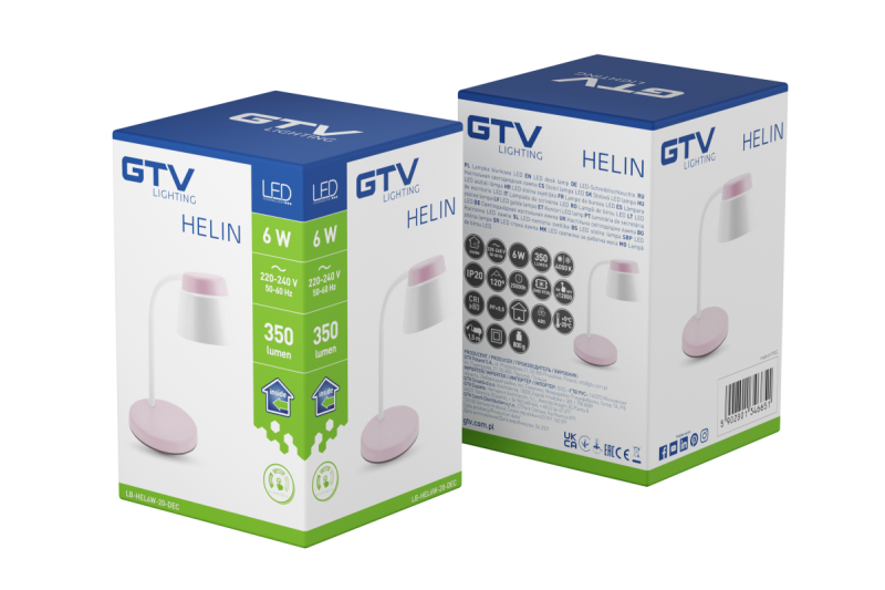 Decor Lámpara de escritorio Helin 6W 350lm AC220-240V 3-CCT PF> 0 5 RA>80 Rosa 1208962492