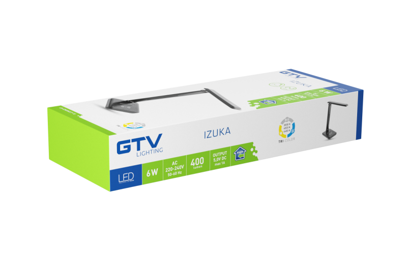 Decor Lámpara de escritorio LED IZUKA 6W 400lm AC220-240V 50/60Hz CCT cargador inductivo negro. 1208962497