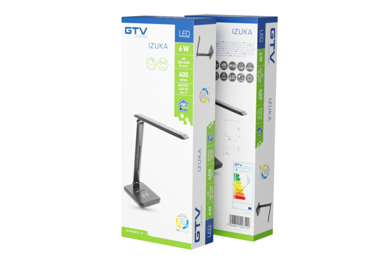 Decor Lámpara de escritorio LED IZUKA 6W 400lm AC220-240V 50/60Hz CCT cargador inductivo negro. 1208962497